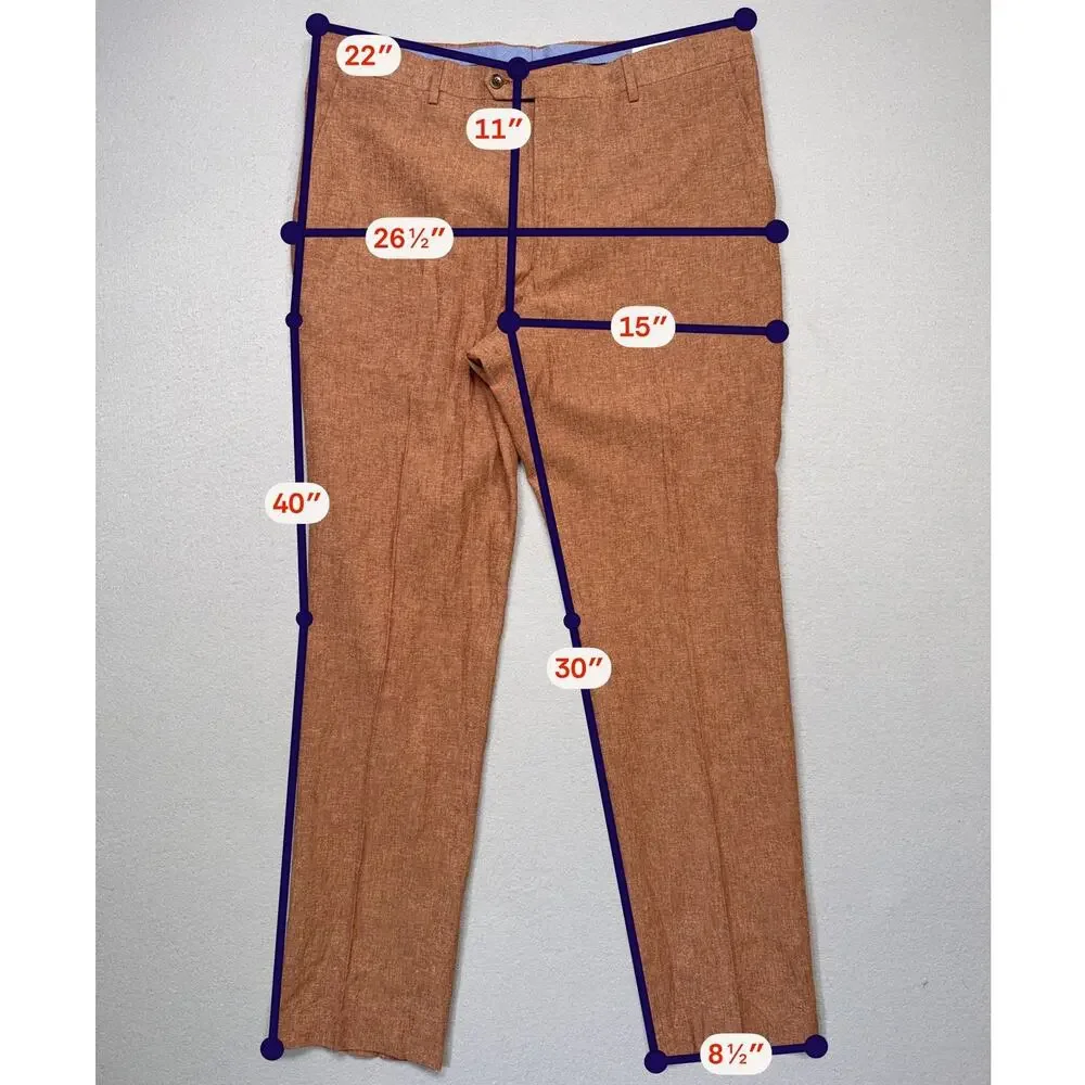 Tommy Hilfiger Modern Fit 100% Linen Men's Suit Pants Rust 44x30 $135